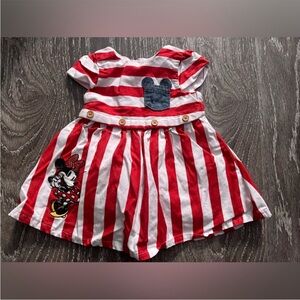 Disney Red and White Striped Minnie Mouse Dress 3-6 months